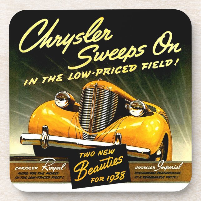 1938 kehrt Chrysler weiter Getränkeuntersetzer (Vorderseite)