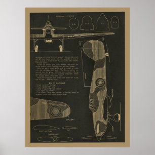 1938 Luftfahrt-Hurrikan-Flugzeug-Kunst-Druck Poster