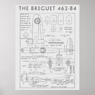 1938 Luftfahrtflugzeug Breguet 462-B4 Kunstprint Poster