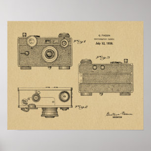 1938 Vintage Kamera Patent Kunst Zeichnung Druck Poster