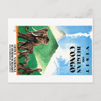 1939 Belgischer Kongo-Elefanten Reiseplakat Postkarte