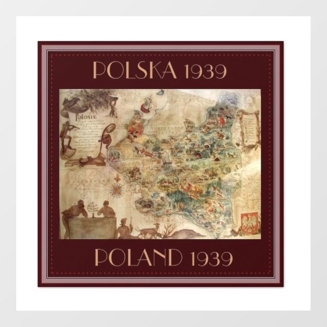 1939 MAP OF POLAND    FENSTERAUFKLEBER (Blatt)