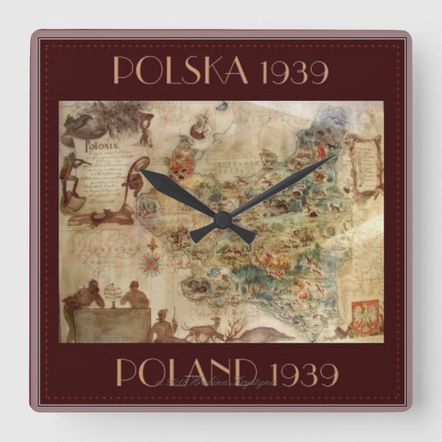 1939 MAP OF POLAND QUADRATISCHE WANDUHR (Vorderseite)