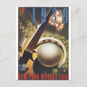 1939 New Yorks World's Fair Vintage Travel Pos Postkarte