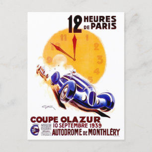 1939 Paris 12-Stunden-Vintage-Rennen Postkarte