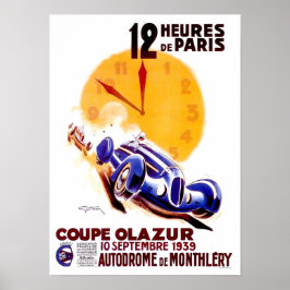 1939 Paris 12 Stunden Vintages Rennen Poster