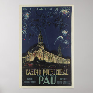 1939 Pau Casino Municipal Vintage Französischer Po Poster