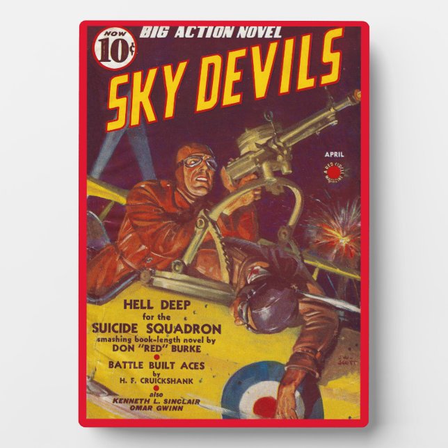 1939 SKY DEVILS PULP MAGAZINE COVER FOTOPLATTE (Vorderseite)