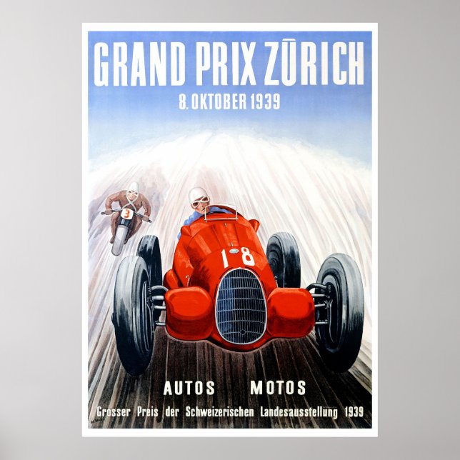 1939 Zürich Grand Prix Racing Poster (Vorne)