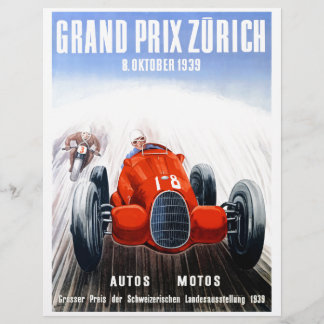 1939 Zürich Grand Prix Racing Poster