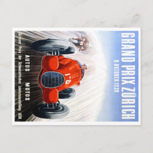 1939 Zürich Grand Prix Racing Poster Postkarte