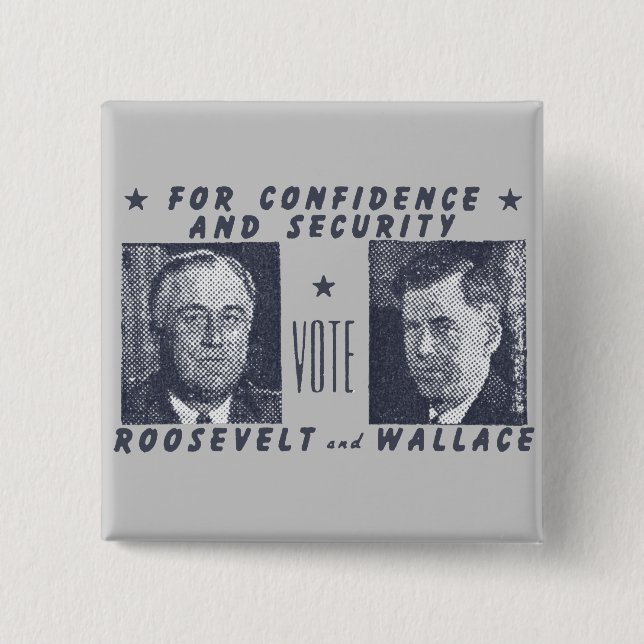 1940 Abstimmung Roosevelt + Wallace, grau Button (Vorderseite)