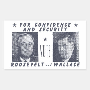1940 Abstimmung Roosevelt + Wallace, grau Rechteckiger Aufkleber