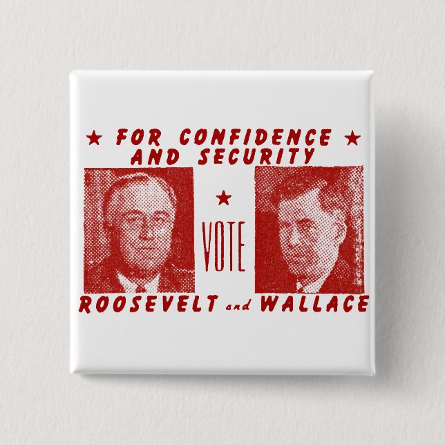 1940 Abstimmung Roosevelt + Wallace, rot Button (Vorderseite)