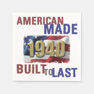1940 American Made 80. Geburtstag Serviette