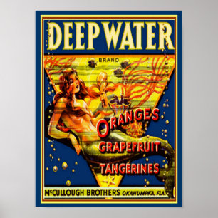 1940 "Deep Water" Obstkisten-Werbung -12x16 Poster