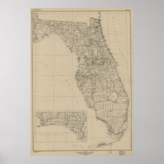 1940 Karte von Florida Poster