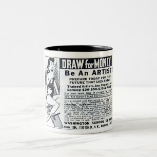 1940 LERNEN, WERBUNG ZEICHNEN ZWEIFARBIGE TASSE