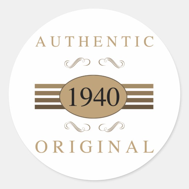1940 Original 80. Geburtstag Runder Aufkleber (Vorderseite)