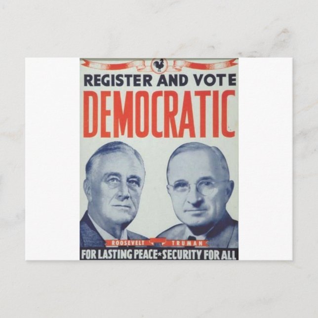 1940 Roosevelt - Truman Postkarte (Vorderseite)