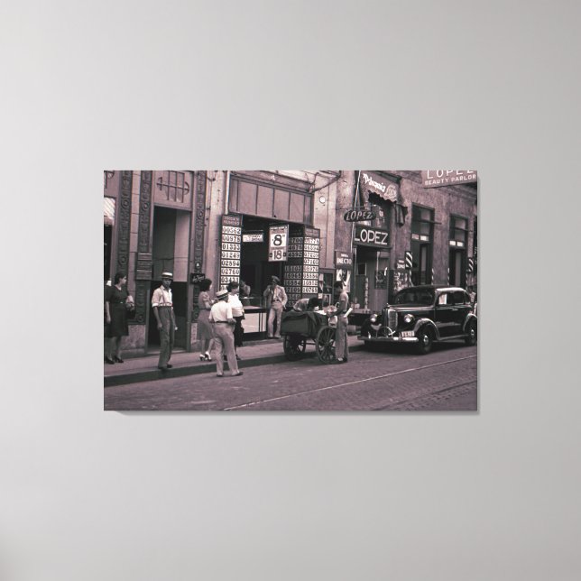 1940 Spain Street Fotografy Lopez Beauty Parlor Leinwanddruck (Vorderseite)