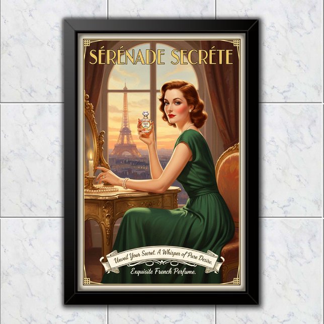 1940 Vintage Sérénade Secrète Parfümwerbung Poster (Von Creator hochgeladen)