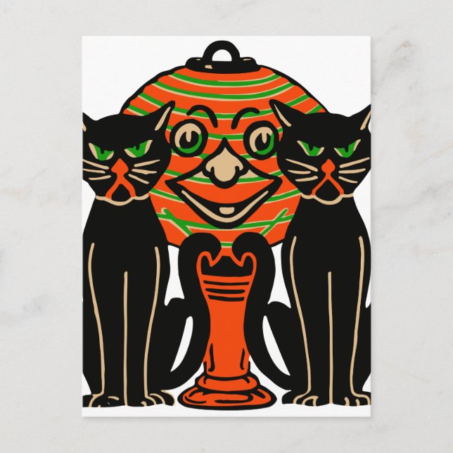 1940 Vintages Halloween-Schwarze Katzen Postkarte (Vorderseite)