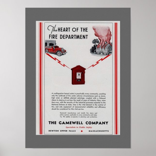 1940 Werbung für die Gamewell Fire Box Poster (Vorne)