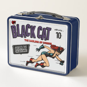 1940er Black Cat Metall-Lunchbox Metall Brotdose