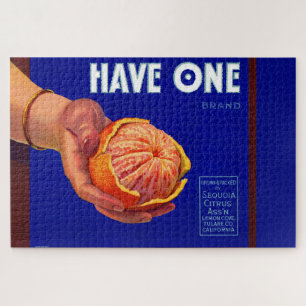 1940er haben ein orangefarbenes Katzenetikett Puzzle