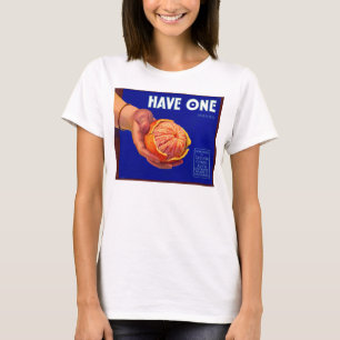 1940er haben ein orangefarbenes Katzenetikett T-Shirt