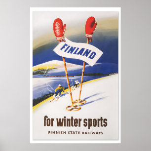 1940er Jahre Finnland Skifahren Wintersport 949 Sk Poster