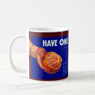1940er Jahre Haben ein Orangen-Kistenetikett Kaffeetasse