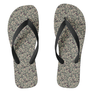1940er Jahre Kriegszeit Blumen-Sprig Vintage-Muste Flip Flops