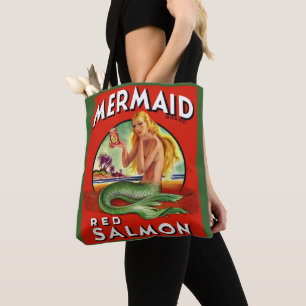 1940er Jahre Mermaid Lachs kann Print beschriften