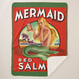 1940er Jahre Mermaid Lachs kann Print beschriften Sherpadecke
