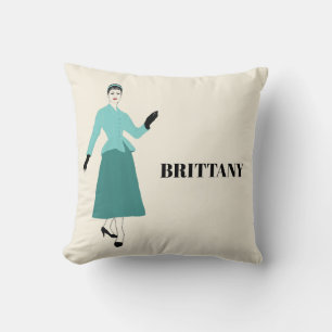 1940er Jahre Modeplatten-Frau, Retro-Vintage Kissen