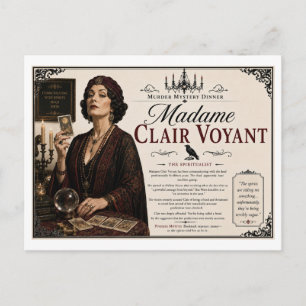 1940er-Mord-Mystery Madame Clair Voyant Postkarte