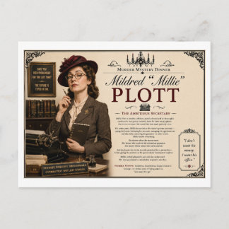 1940er Mord Mystery Mildred Millie Plott Postkarte