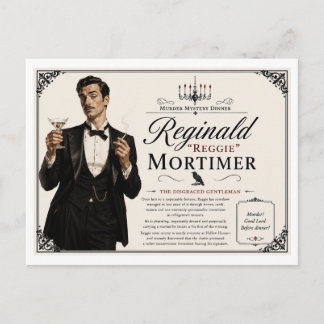 1940er-Mord-Mystery-Party Reggie Mortimer Postkarte