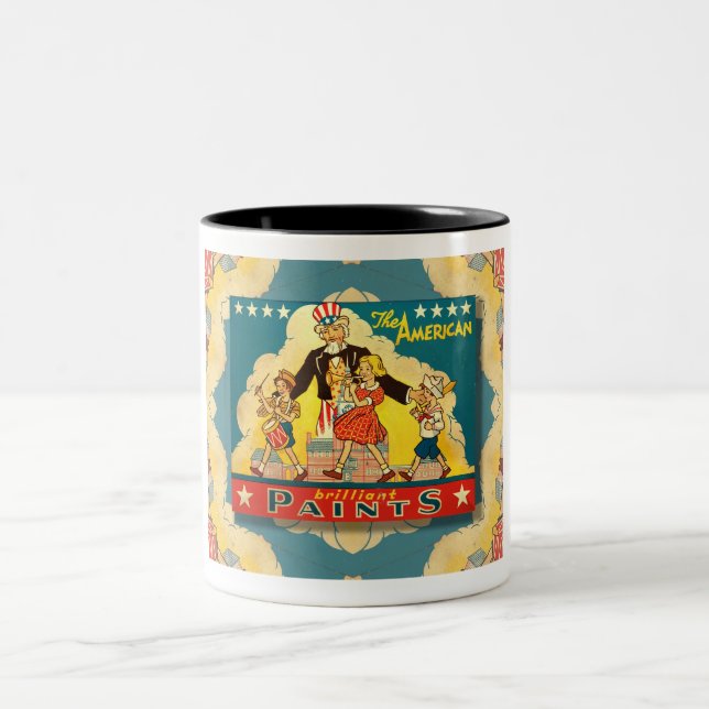 1940er UNCLE SAM PAINT TIN Coffee Tasse (Mittel)