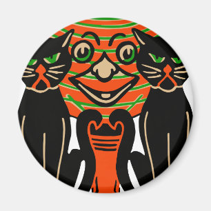 1940er Vintage Halloween Schwarze Katzen Magnet