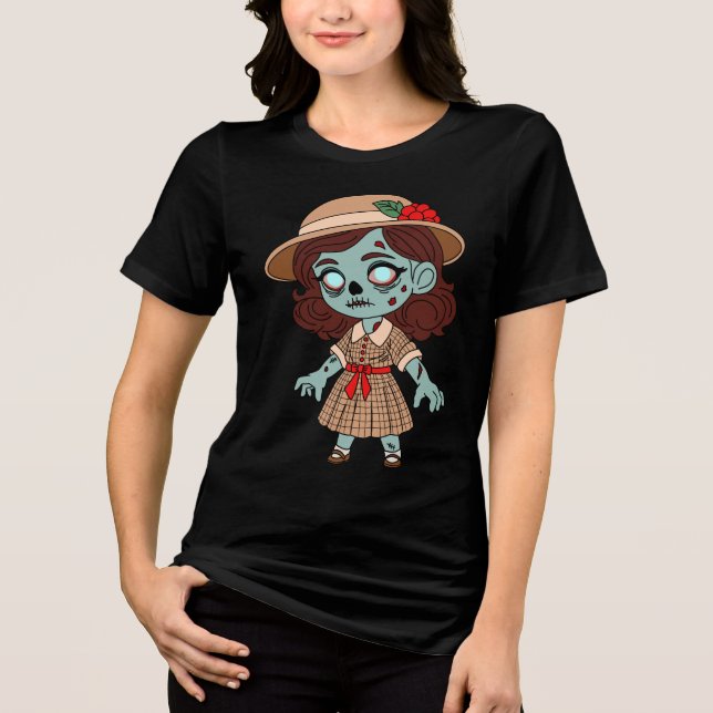 1940er Zombie Mädchen Tri-Blend Shirt (Vorderseite)