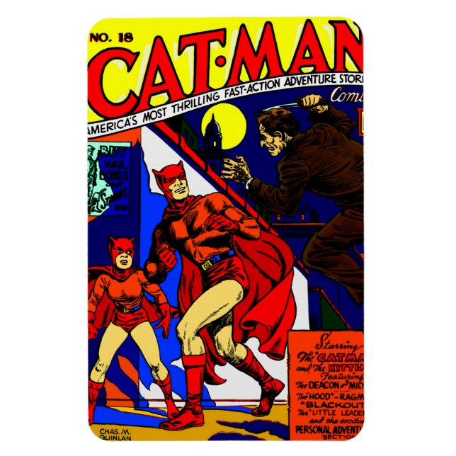 1940's Cat-Man Comics Magnet (Vertikal)