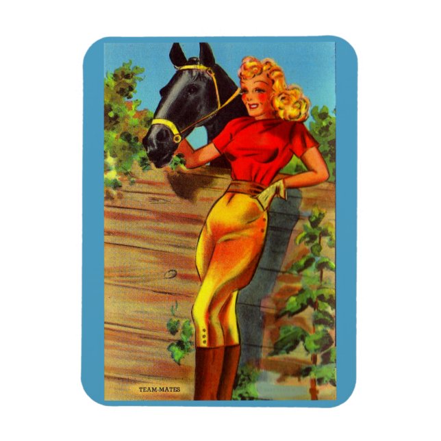 1940s pin-up gal and horse magnet (Vertikal)