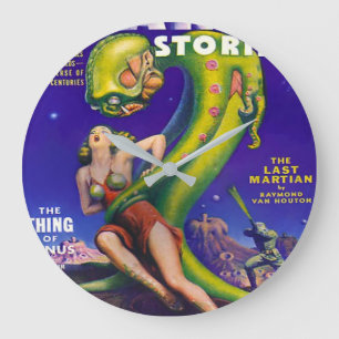 1940's RETRO SCI FI PULP ILLUSTRATION Große Wanduhr