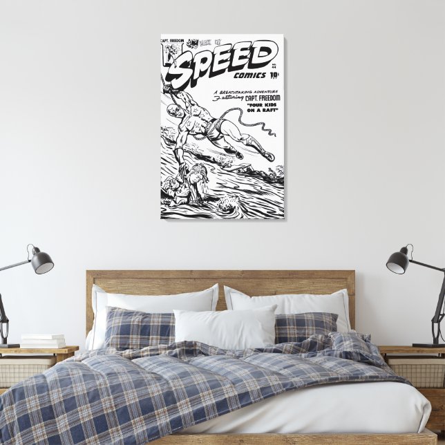 1940's SPEED Comics Canvas Print Leinwanddruck (Insitu (Schlafzimmer))
