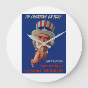 1940s warning from Uncle Sam Große Wanduhr