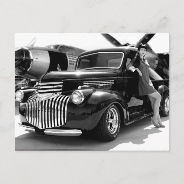 1941 Chevy Frisierte Auto Lieferwagen Truck Button Postkarte (Vorderseite)