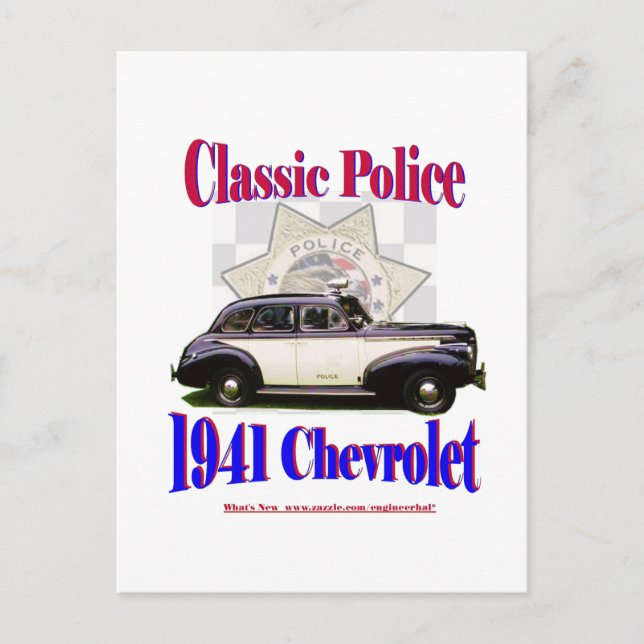 1941 Classic Police Chevrolet Postkarte (Vorderseite)